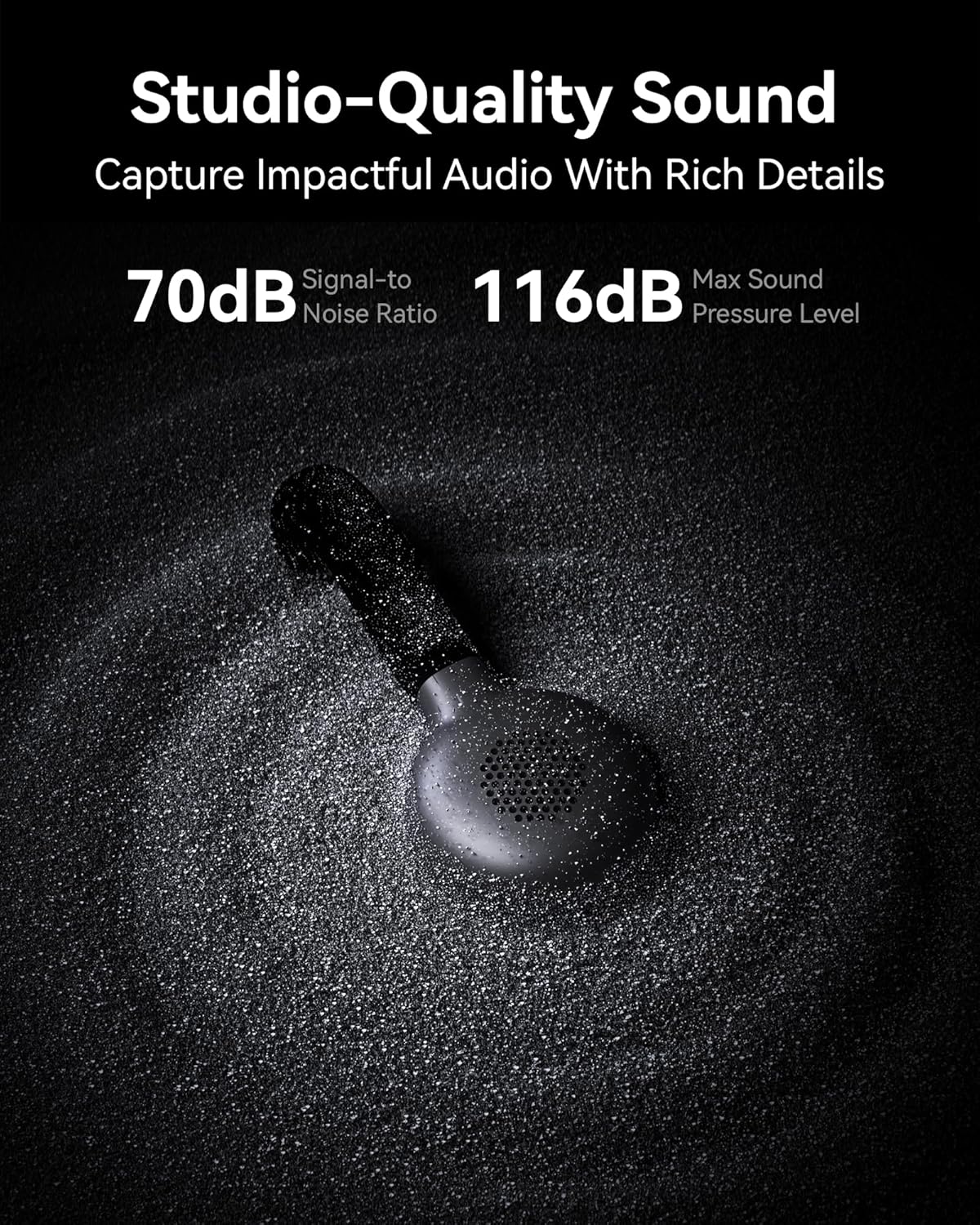 Hollyland Lark M2S Mini Combo wireless microphone with titanium clip, compact design, 300m range for camera, iPhone, Android, and laptops.
