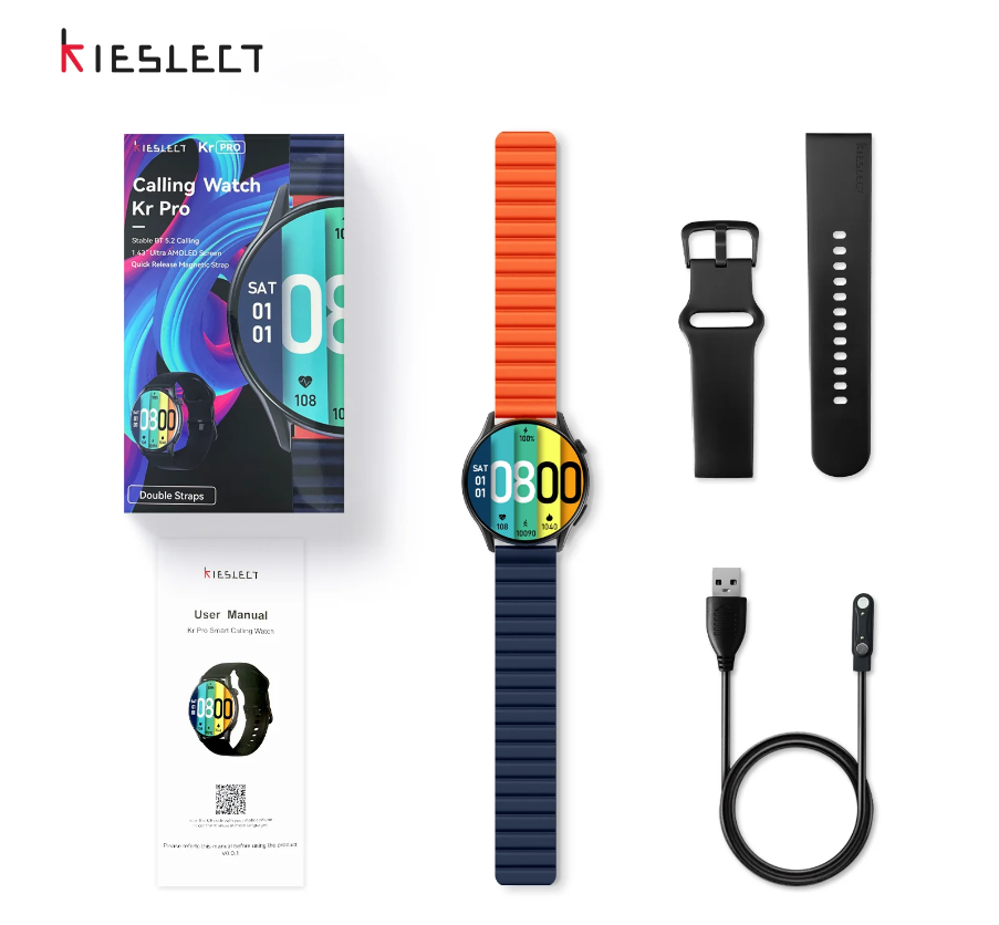 Kieslect Calling Smartwatch Kr Pro, 1.43" FHD AMOLED, Always on Display
