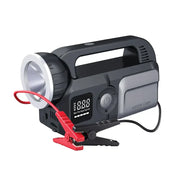 Green Lion Savior 12V jump starter in gray for 8L gasoline and 6L diesel engines, portable battery booster for vehicles.