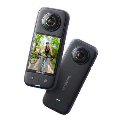 Insta360 X3 Waterproof 360 Action Camera with 1/2" 48MP Sensors, 5.7K 360 Active HDR Video, 72MP 360 Photo, 4K Single-Lens, 60fps Me Mode, Stabilization, 2.29" Touchscreen, AI Editing, Live Stream