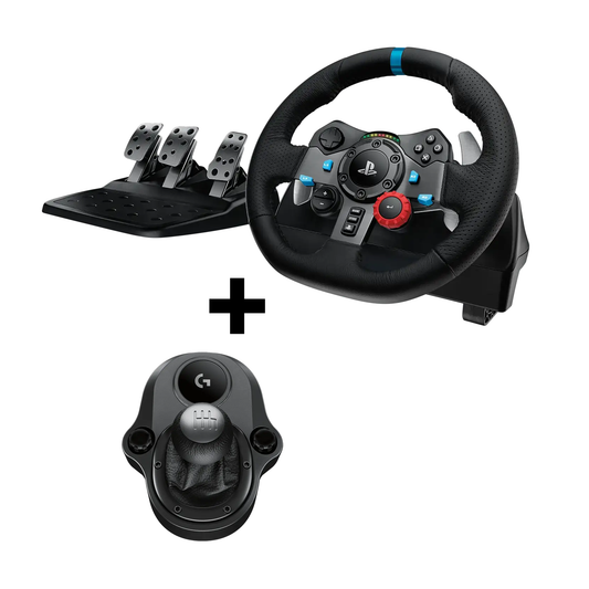 Logitech G29 Driving Force Racing Wheel PS5 PS4 PS3 Powered USB port Windows with Logitech G Gaming Driving Force Shifter Combo - Black