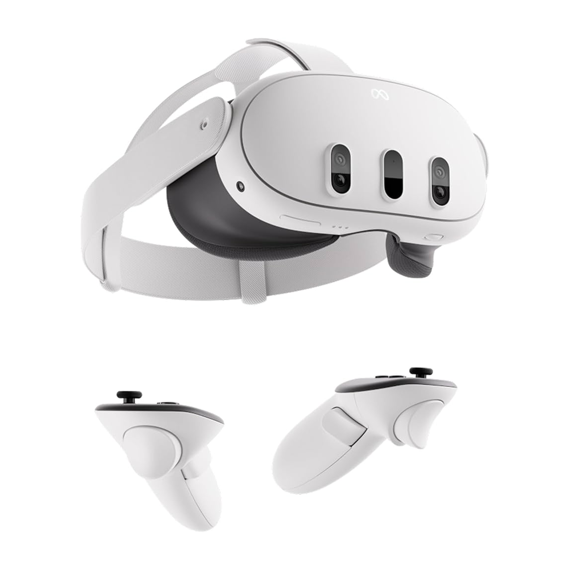 Meta Quest 3 512GB VR headset with white design, high-resolution 4K mixed reality display, and ergonomic head strap.