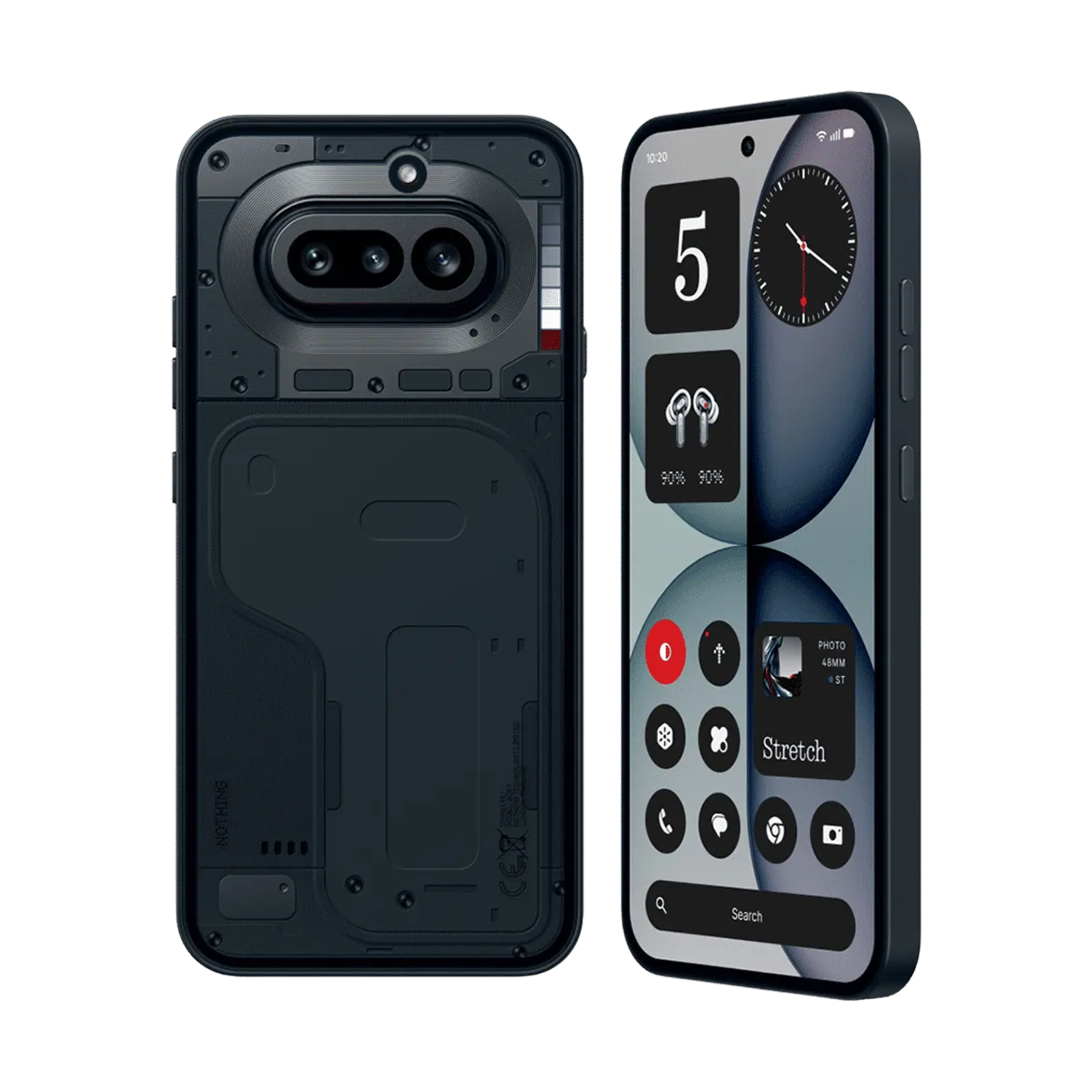 Nothing Phone 4a 5G smartphone in black with 6.78-inch AMOLED display, 50 MP camera, Snapdragon 7s Gen 4, HDR10+ and IP64.