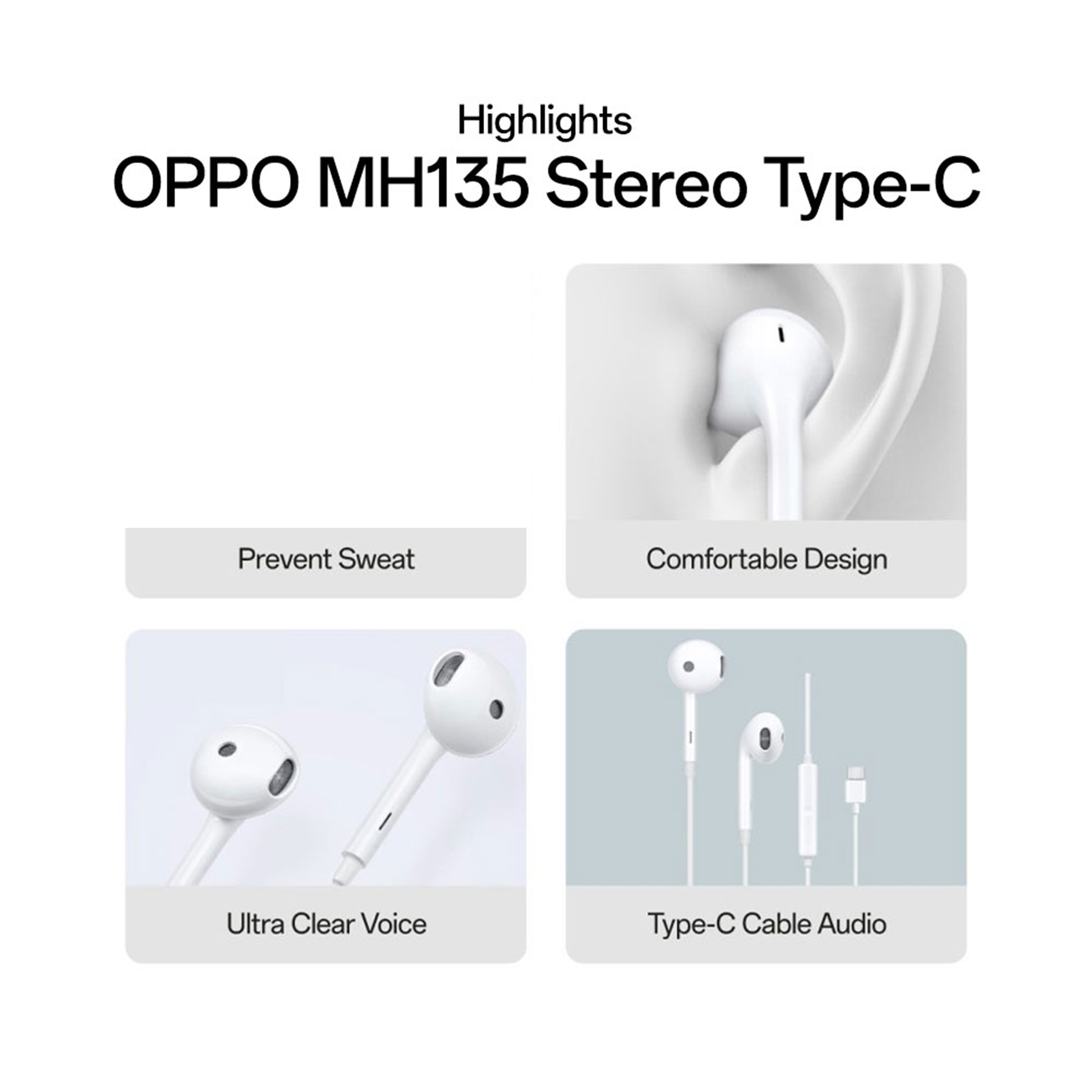 OPPO MH135-3 Half in-ear Wired Earphones Type-C