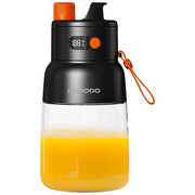 Porodo Lifestyle Blend & Sip 70W juicer blender with LED display, 3000mAh battery, 1000ml capacity, black and orange color.