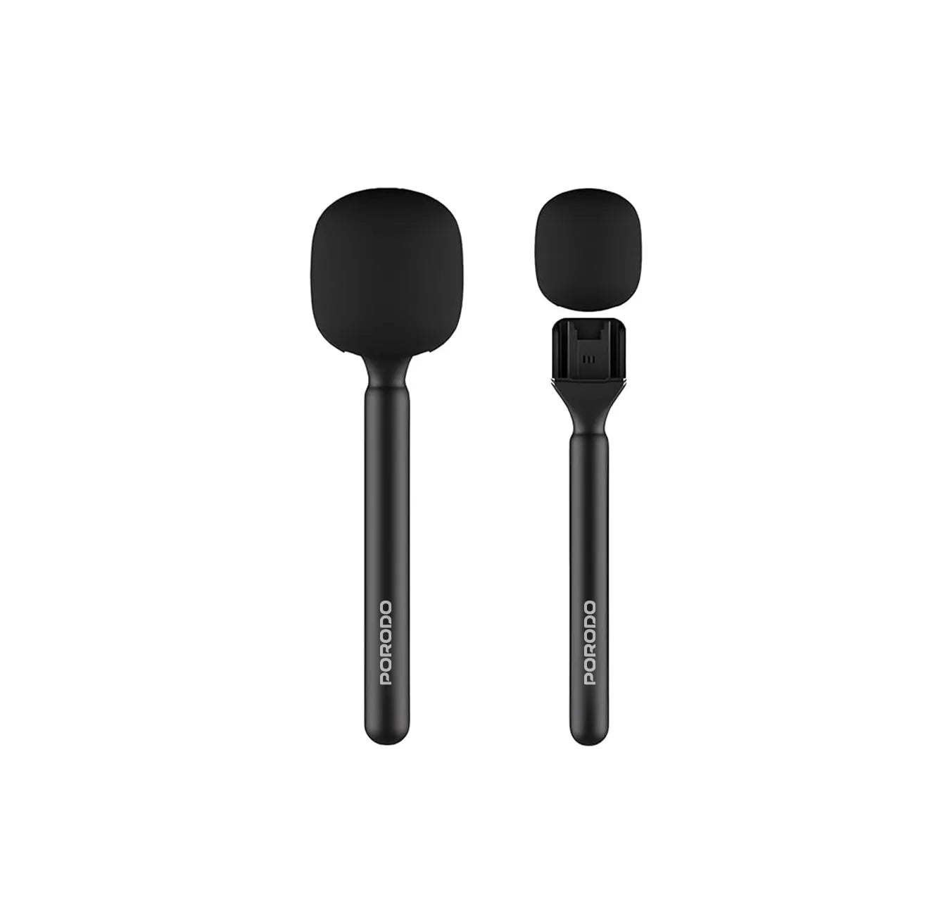 Porodo Two-Device Connect Handheld Lavalier Microphone - Black - Smartkoshk Stores