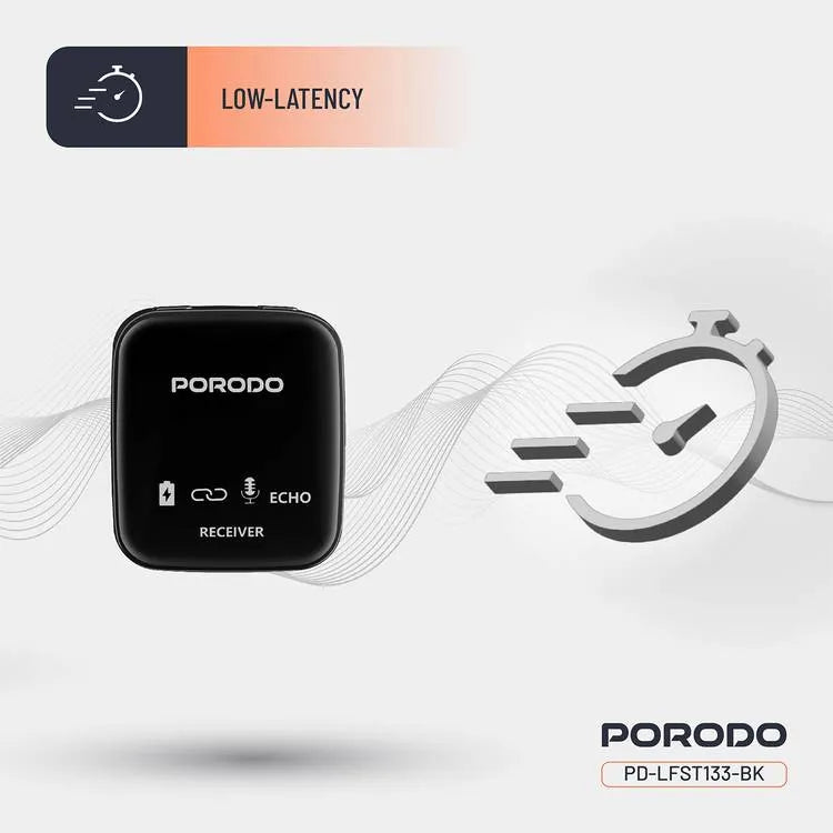 Porodo Two-Device Connect Handheld Lavalier Microphone - Black - Smartkoshk Stores
