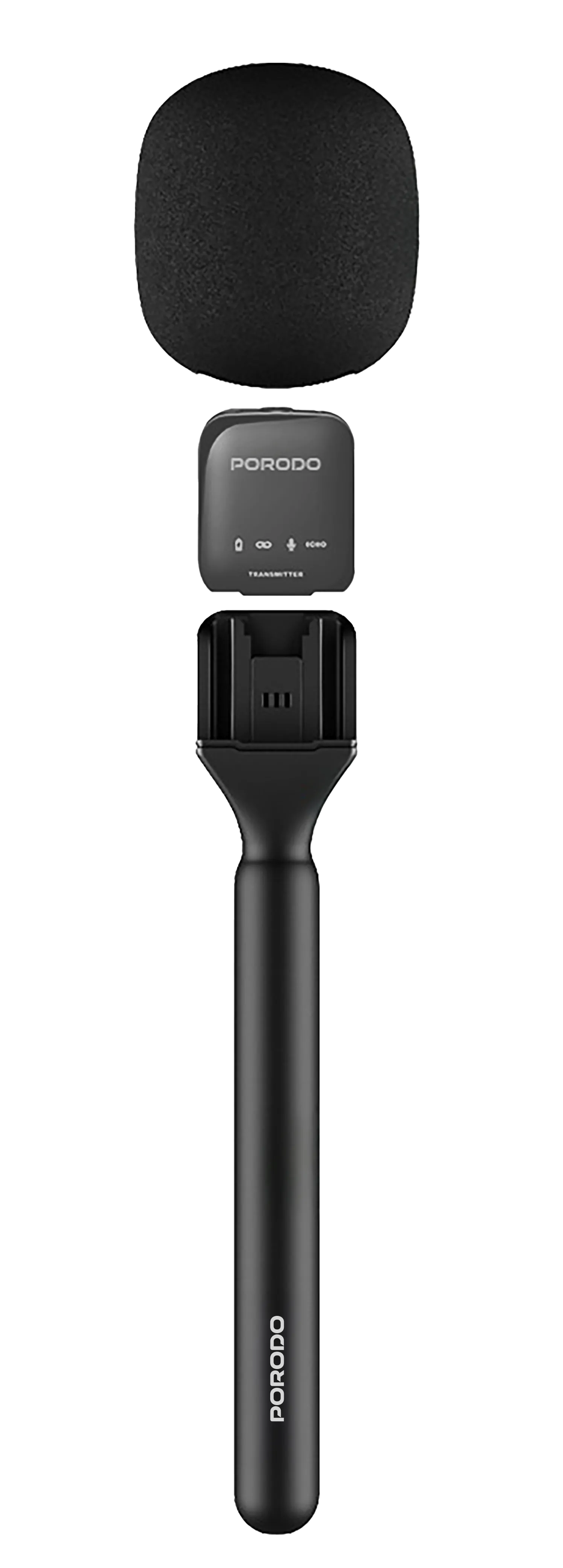 Porodo Two-Device Connect Handheld Lavalier Microphone - Black - Smartkoshk Stores