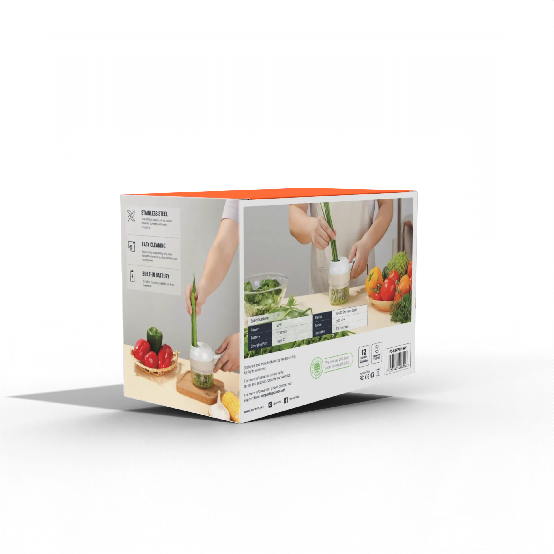 Porodo LifeStyle 45W 4in1 Portable Food Chopper 1200mAh