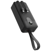Porodo 30000mAh Universal Powerbank 2xType-C, USB A and Type C and Digital Display with C & Lightning Cable 0-60 35Mins Simultaneous Charging 22.5W Integrated Cable Travel Friendly | Black