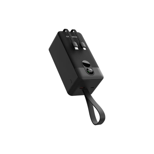 Porodo 50000mAh Power Bank 2xType-C, USB-A & Type-C Digital Display with C & L Integrated Cable