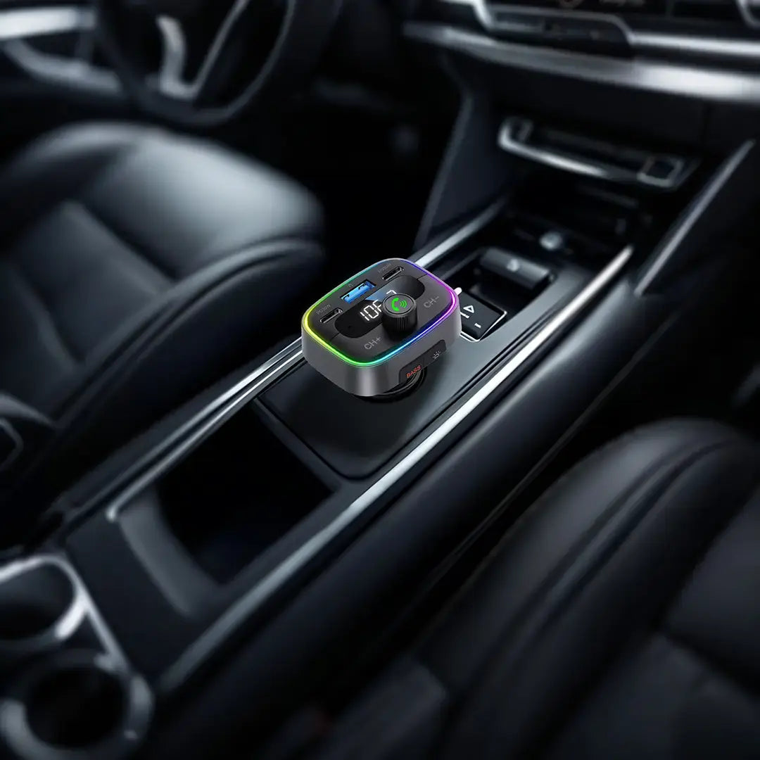 Porodo Dual PD 30W Bluetooth FM Transmitter with USB Disk Reading - Black