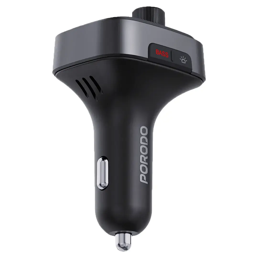 Porodo Dual PD 30W Bluetooth FM Transmitter with USB Disk Reading - Black