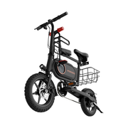 Porodo black folding urban electric bike with sleek frame and handlebars, ideal for city commuting and eco-friendly transportation.