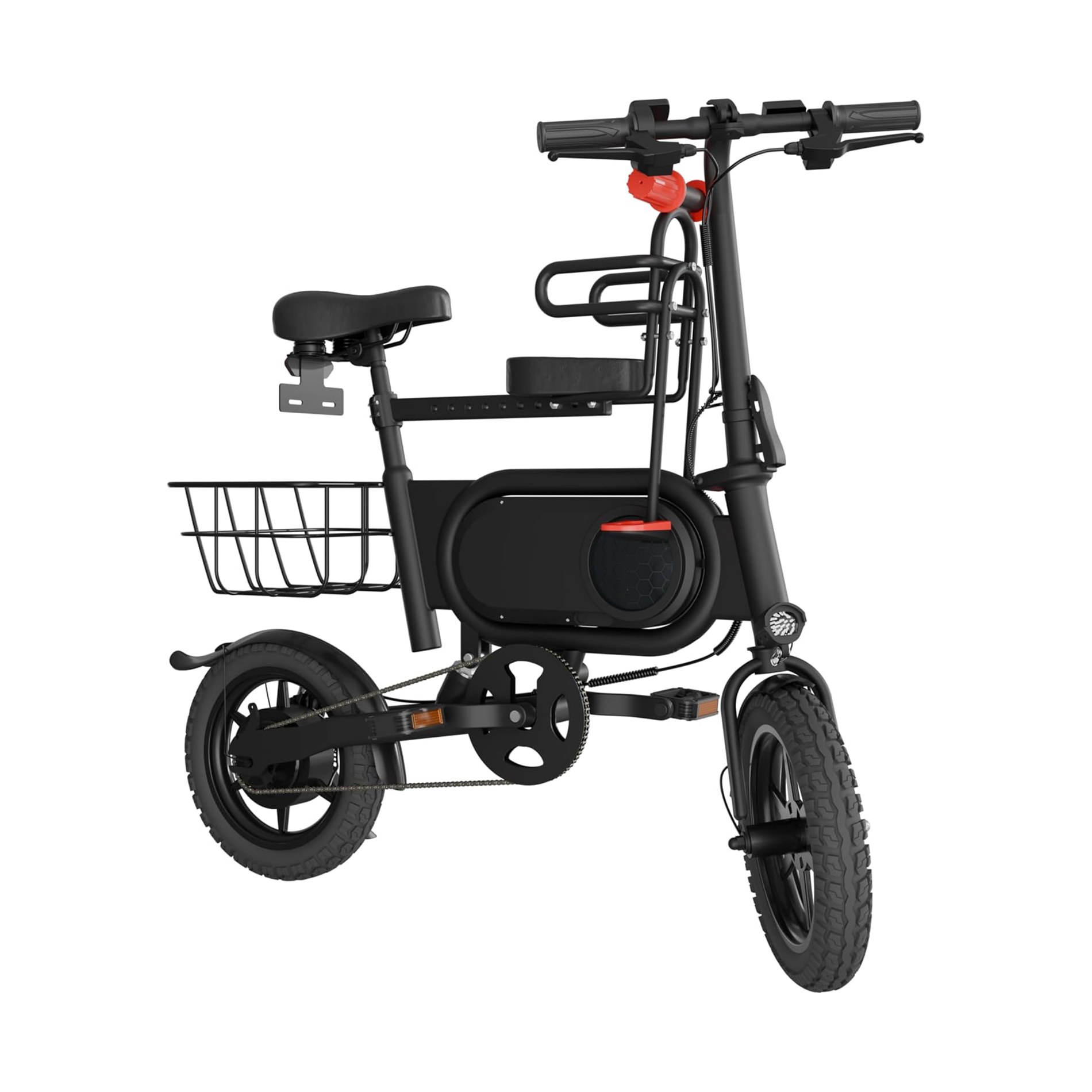 Black Porodo folding urban electric bike with sleek design and compact frame, ideal for city commuting and eco-friendly travel.