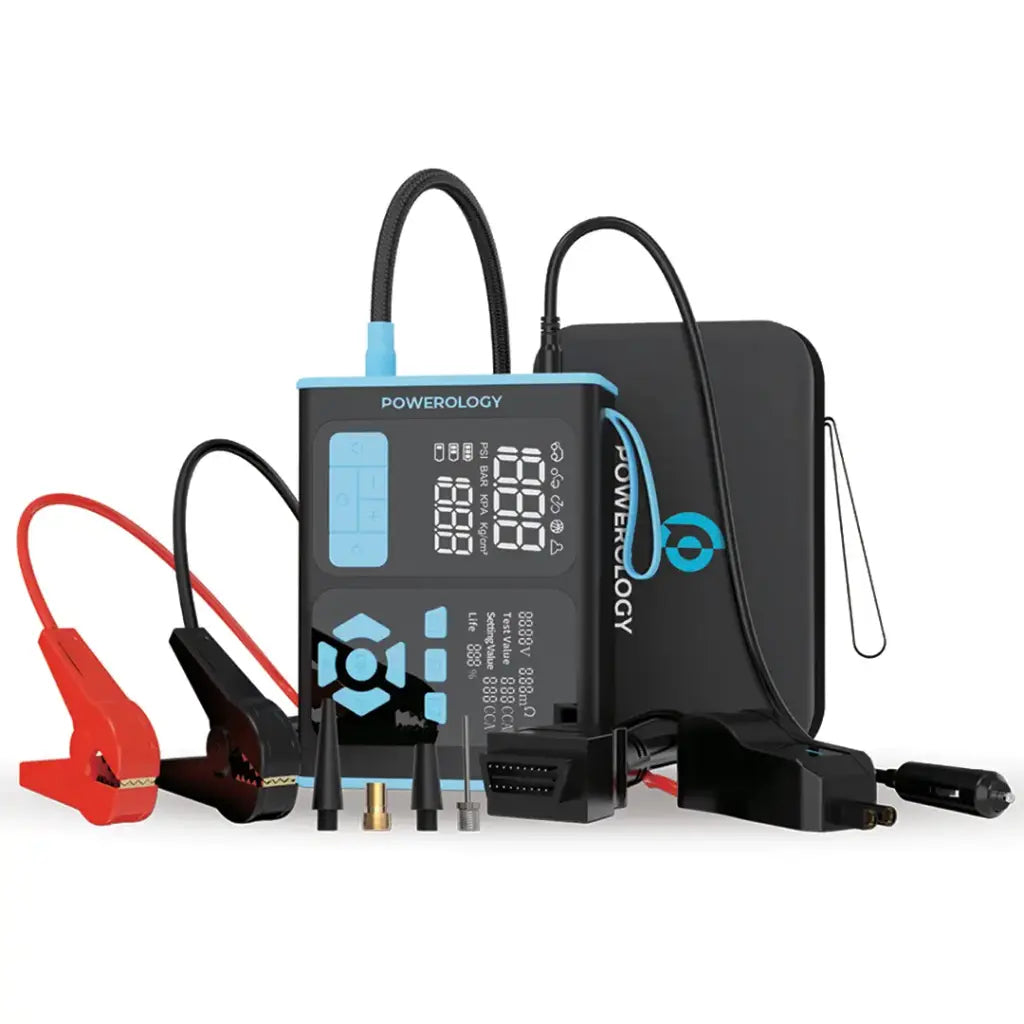 Powerology Jump Starter, Air Inflator & OBD II Car Fault Diagnosis Tool - Black/Blue