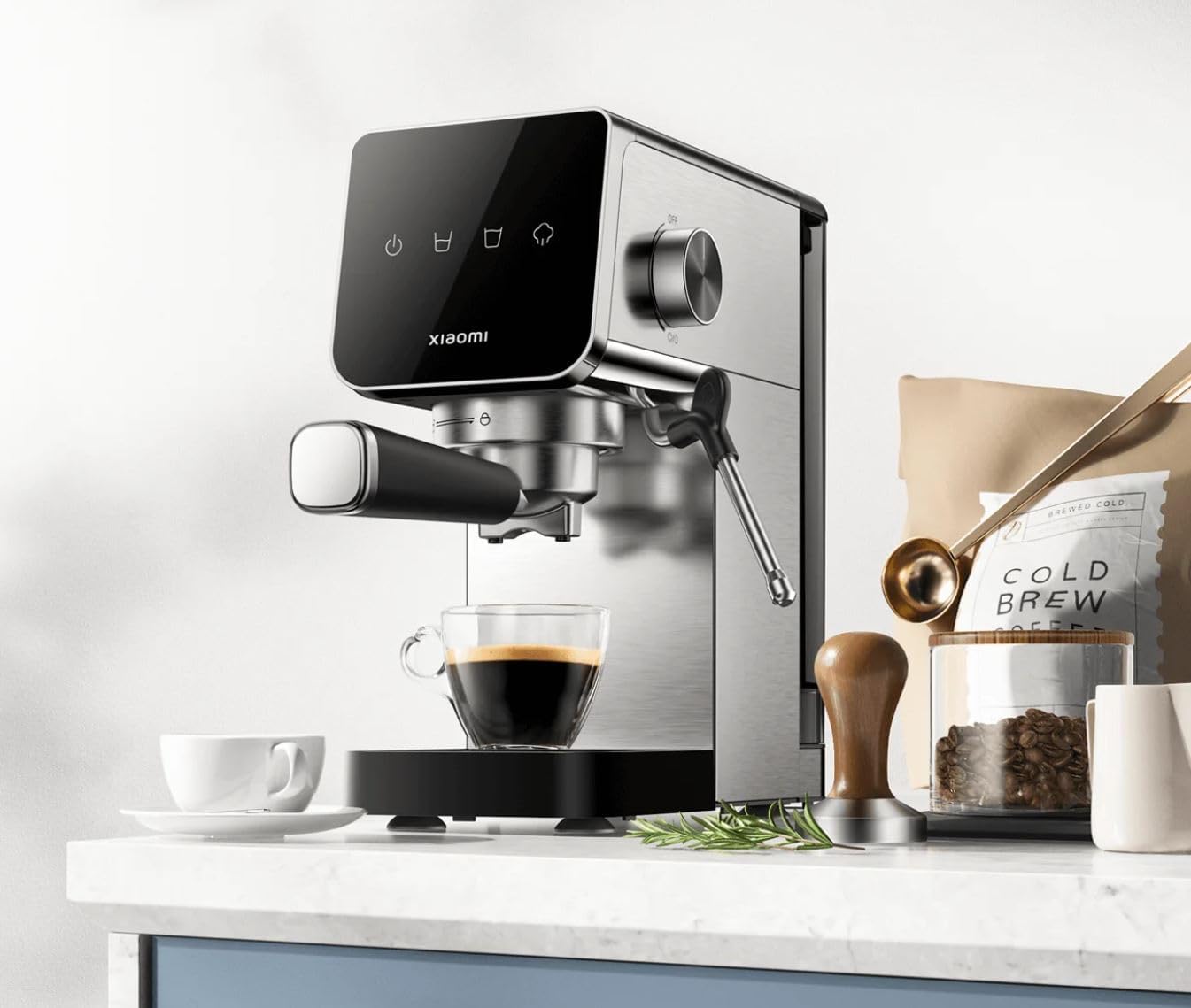 Xiaomi Semi-Automatic Espresso Machine, 20 Bar Pump, 0.9L Tank, Compact Design, 1350W