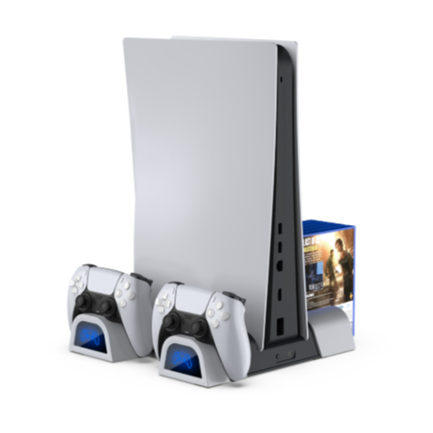 Dobe Cooling Stand with Charging Station for PS5/Pro/PS5 Slim (Physical and Digital) - White