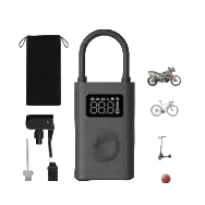 Xiaomi Portable Electric Air Compressor 2 with digital display and flexible hose for inflating tires and sports equipment.