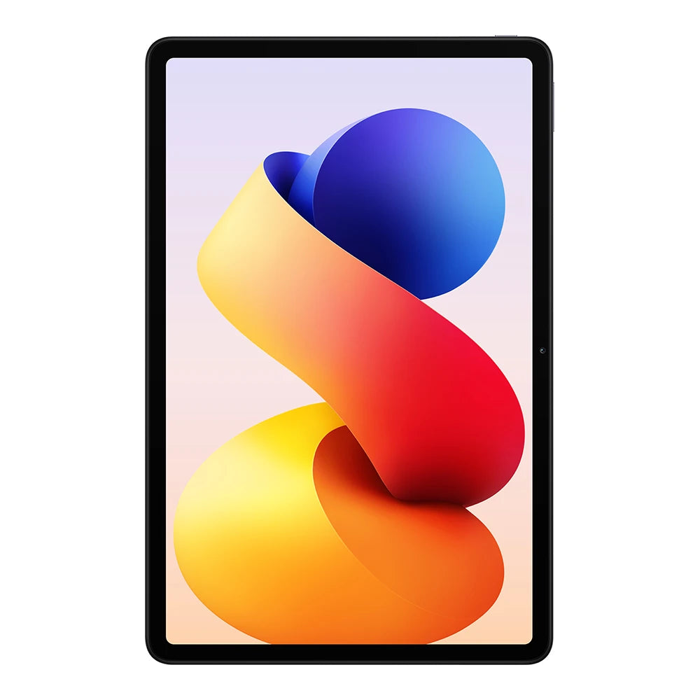Gray Xiaomi Redmi Pad 2 Pro tablet with stylus, 12.1-inch IPS LCD display, showing a sleek design and screen with vibrant colors.