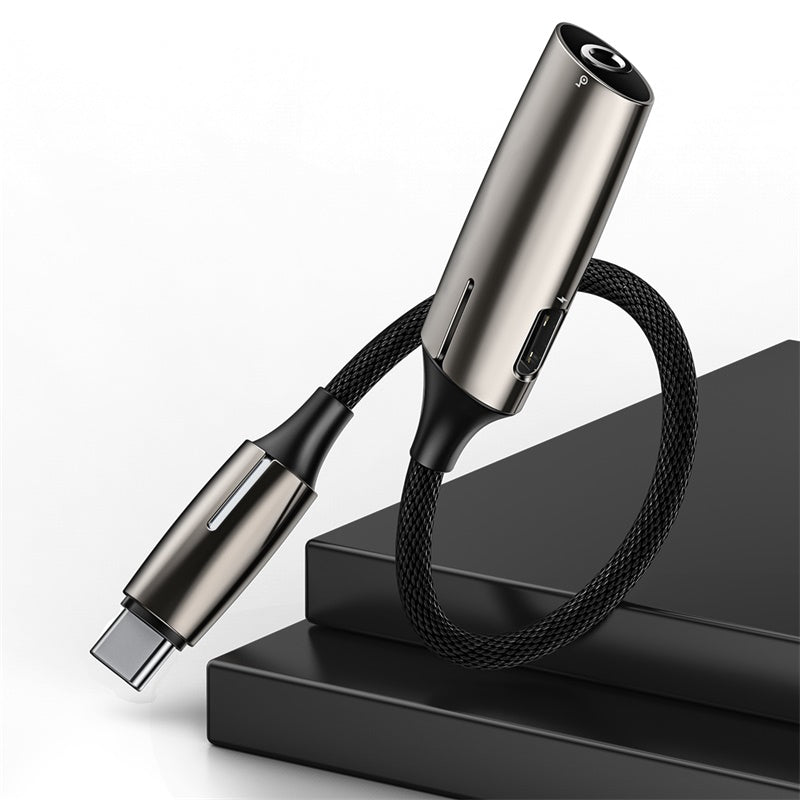 Baseus L60 2-in-1 Type-C To Type-C &amp; 3.5mm Female Adapter Tarnish