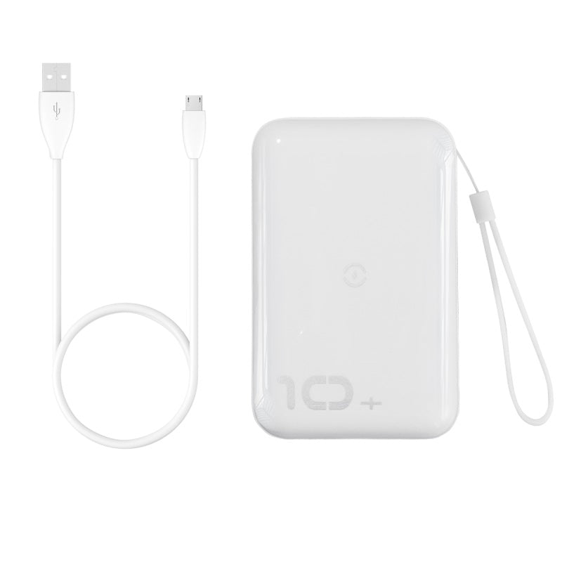 Mini S باور بنك 10000mAh و شاحن لاسلكى سريع 10w بمخرجين للشحن السريع ( QC3 + PD ) ابيض