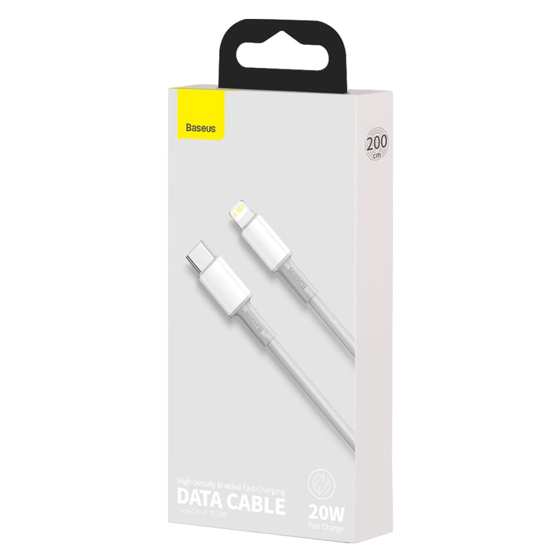 Baseus High Density Braided PD 20W Fast Cable Type-C to iP 2m White