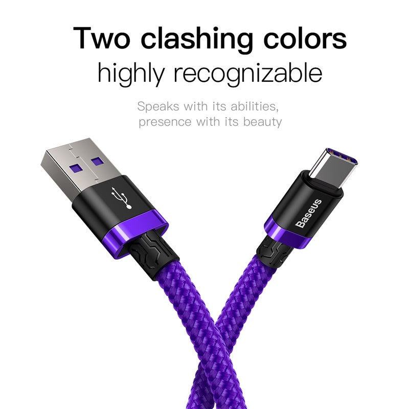 Baseus Purple HW Flash Charge Cable USB to Type-C 40W Red