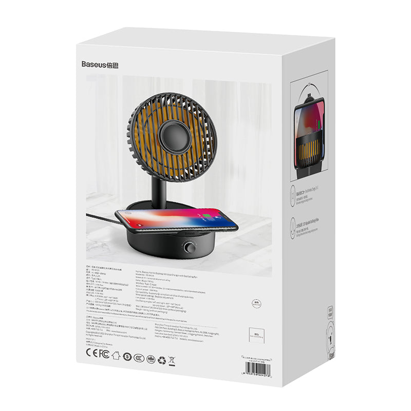 Baseus Hermit desktop wireless charger with oscillating fan - Black
