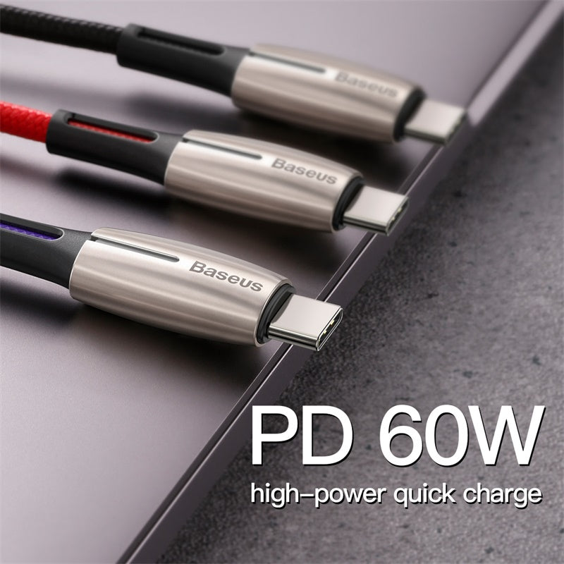 Baseus Water Drop Lamp PD 60W Flash Charge For Type-C to C cable Black