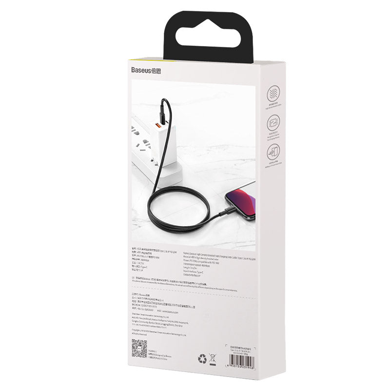 Baseus High Density Braided PD 20W Fast Cable Type-C to iP 2m Black
