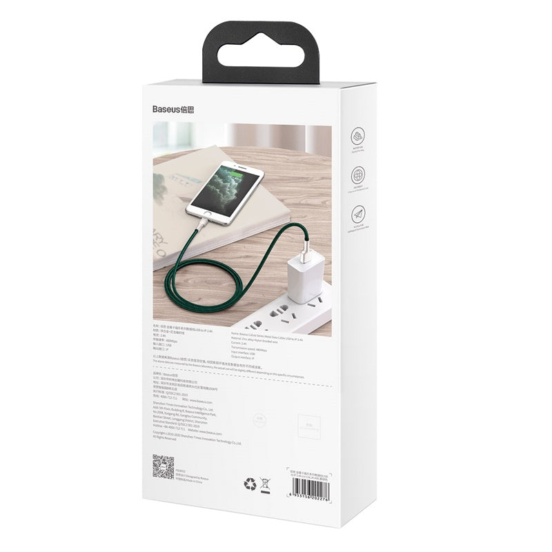 Baseus Cafule Series Metal Data Cable USB to IP 2.4A 2M - Green