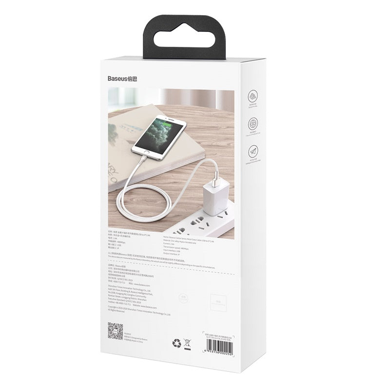 Baseus Cafule Series Metal Data Cable USB to IP 2.4A 1m - White