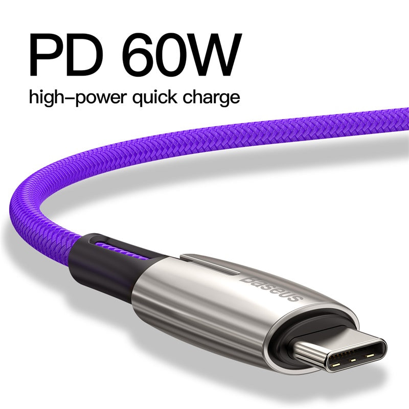 Baseus Water Drop Lamp PD 60W Flash Charge For Type-C to C cable Purple