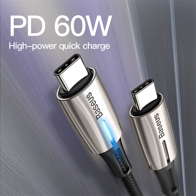 Baseus Water Drop Lamp PD 60W Flash Charge For Type-C to C cable Red