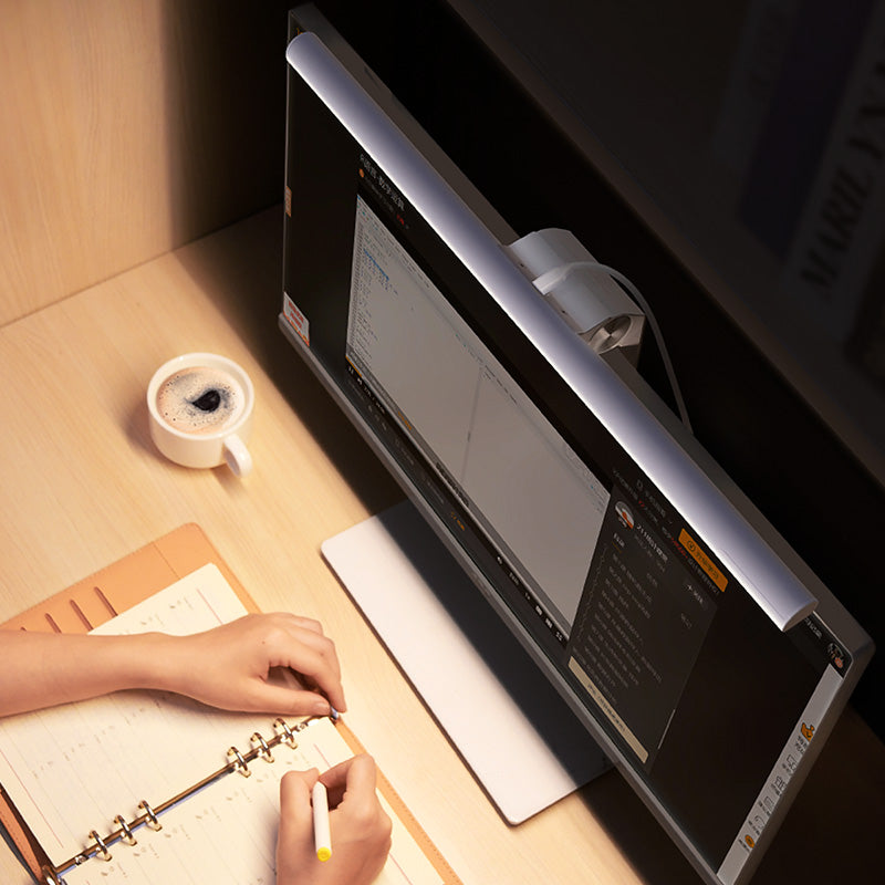 Baseus i-wok Series USB stepless dimming screen hanging light in white, designed for adjustable, seamless brightness control.
