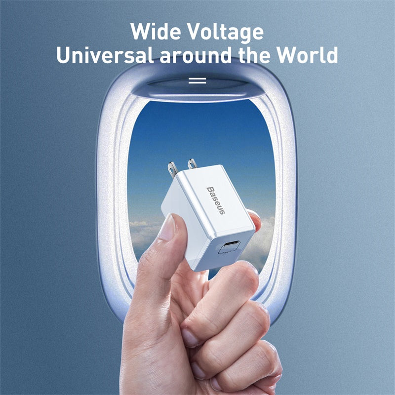 Baseus Traveler PD quick charger suit + Type-C to IP 1M Cable White