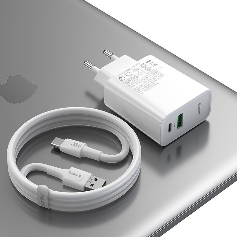 Baseus Speed PPS Quick Charger C+A 30W VOOC With Flash Cable - White