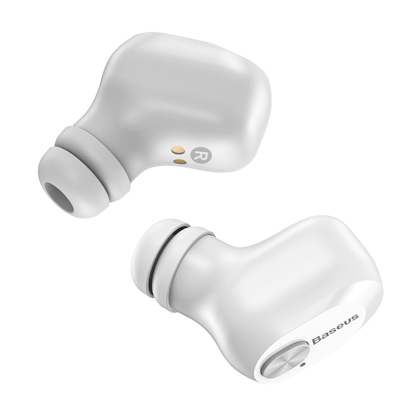 Baseus W01 TWS Bluetooth 5.0 earbuds with sweat resistance, 6-7 hours playback, and a 2000mAh external charging box in white