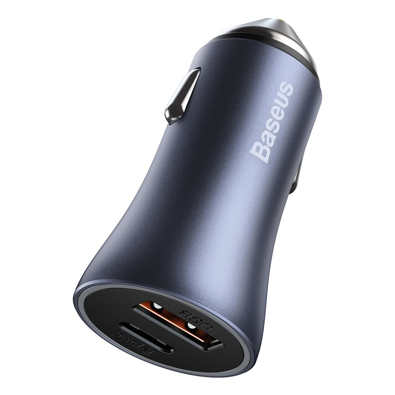 Baseus Golden Contactor Pro Dual Fast Car Charger U+C 40W - Dark Gray