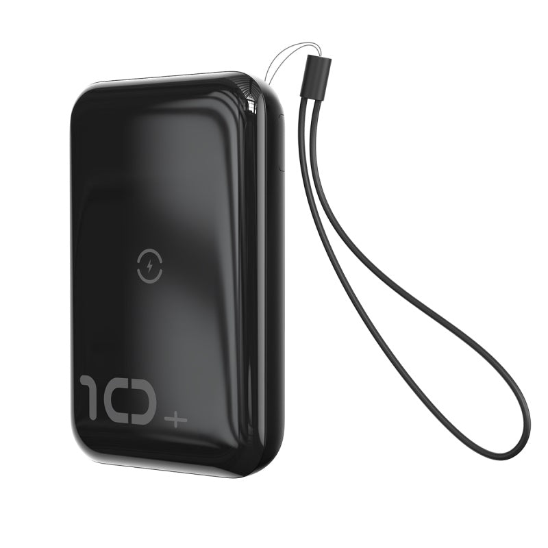 Mini S باور بنك 10000mAh و شاحن لاسلكى سريع 10w بمخرجين للشحن السريع ( QC3 + PD ) اسود