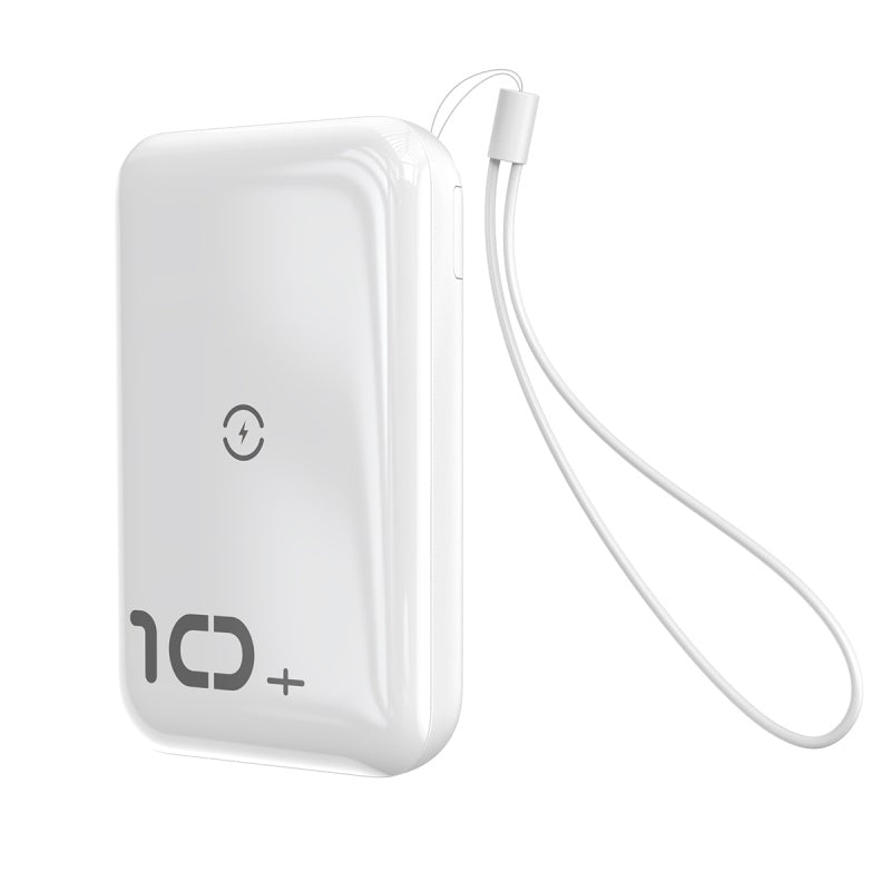 Mini S باور بنك 10000mAh و شاحن لاسلكى سريع 10w بمخرجين للشحن السريع ( QC3 + PD ) ابيض