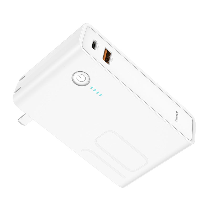 Power station 2*1 Wall Charger + 1000mAh Power Bank 18w QC3.0 + PD White