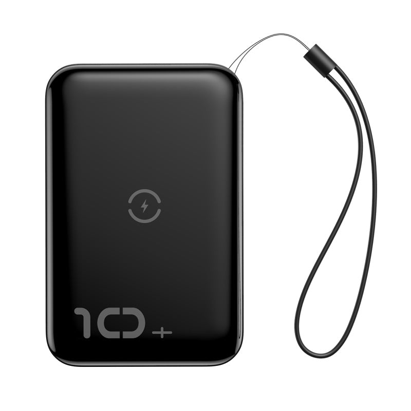 Mini S باور بنك 10000mAh و شاحن لاسلكى سريع 10w بمخرجين للشحن السريع ( QC3 + PD ) اسود