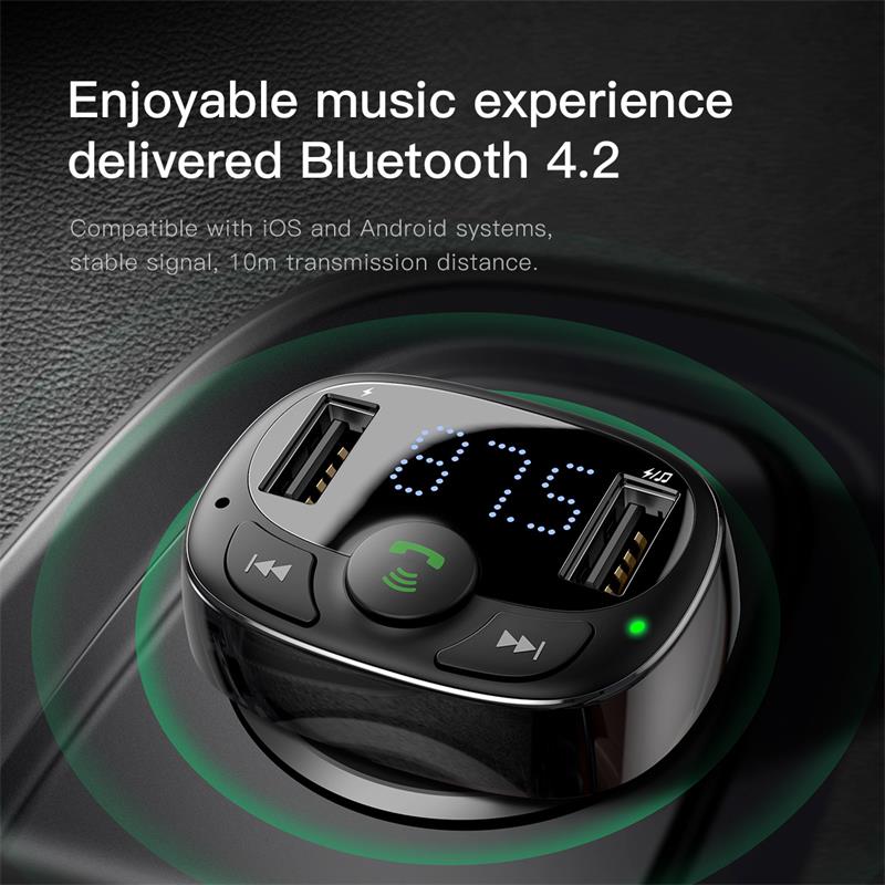 Baseus T typed Car Charger, Handsfree FM Transmitter, Bluetooth, MP3 Player, More..