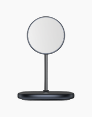 Baseus Swan Magnetic Desktop Bracket Wireless Charger holding a smartphone, with sleek design and charging pad on a desk.