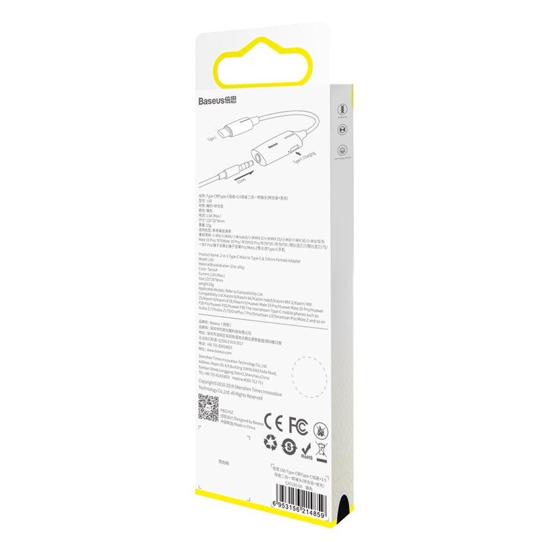 Baseus L60 2-in-1 Type-C To Type-C &amp; 3.5mm Female Adapter Tarnish