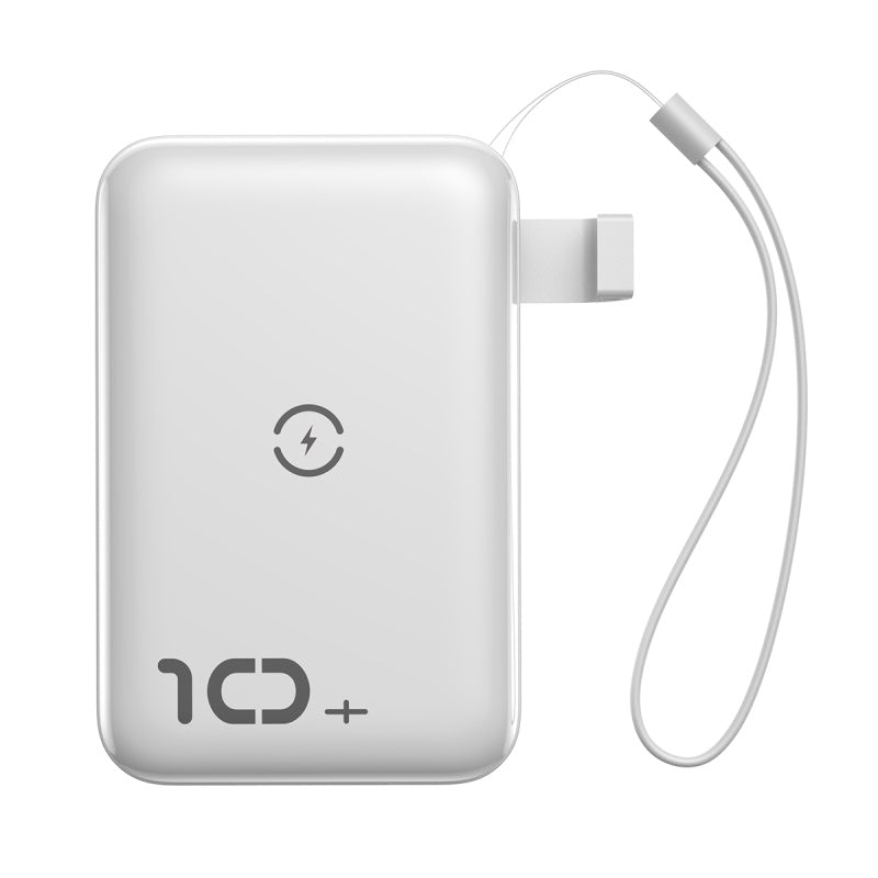 Mini S باور بنك 10000mAh و شاحن لاسلكى سريع 10w بمخرجين للشحن السريع ( QC3 + PD ) ابيض