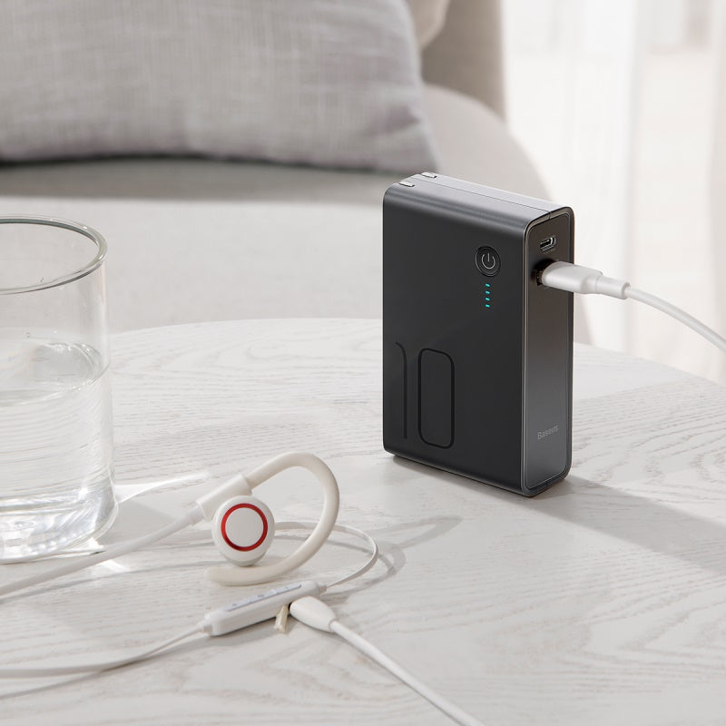 Power station 2*1 Wall Charger + 10,000mAh Power Bank 18w QC3.0 + PD Black