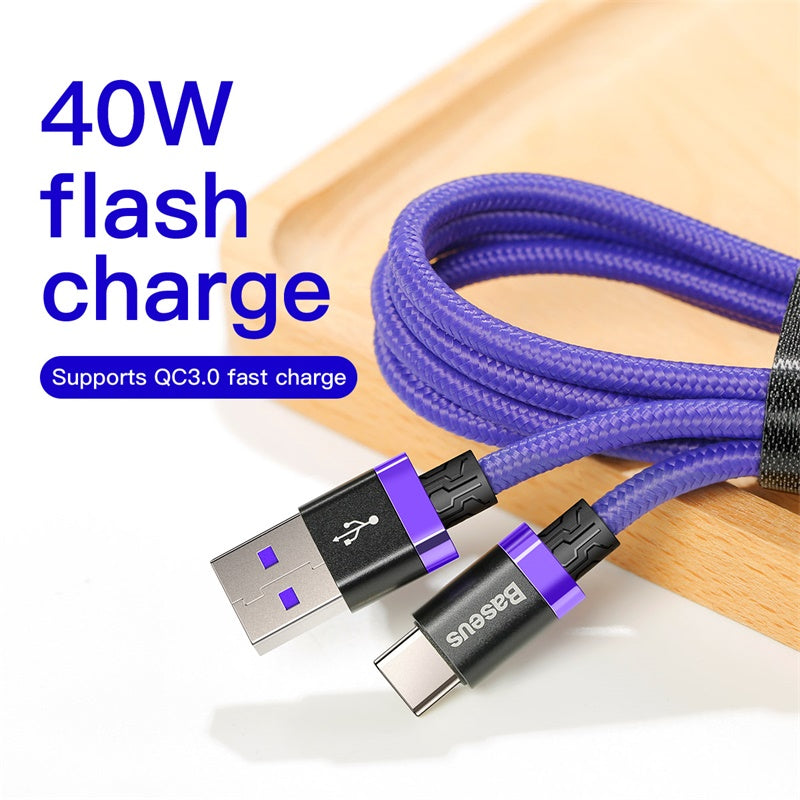 Baseus Purple HW Flash Charge Cable USB to Type-C 40W Purple